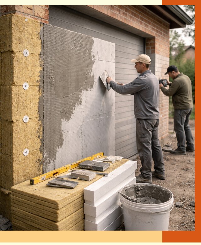 Утепление гаража снаружи в каменке от 4248 руб. за м2 — наружное утепление под ключ | ТепломастерКам