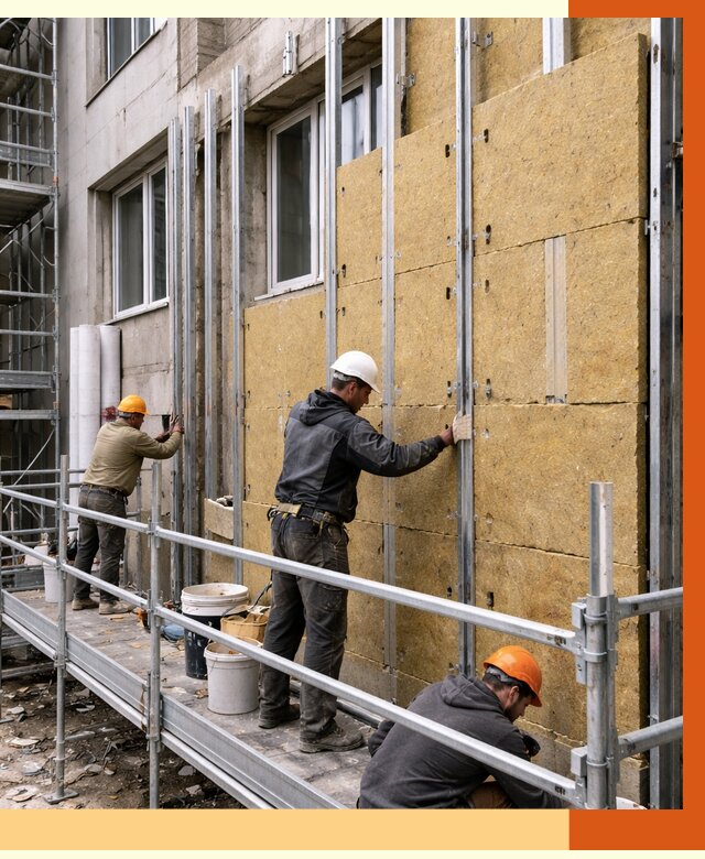 Утепление вентилируемого фасада в каменке от 5664 руб/м2 — монтаж и утепление вентфасад | ТепломастерКам