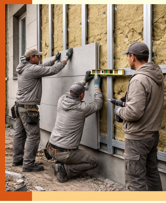 Утепление вентилируемого фасада под ключ в каменке