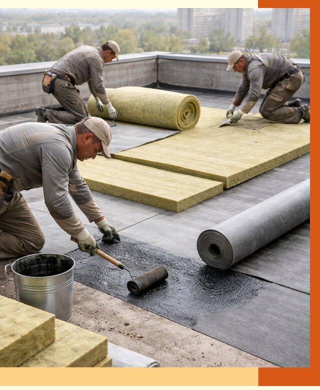Утепление плоской крыши в каменке от 7283 руб./м2 под ключ | ТепломастерКам