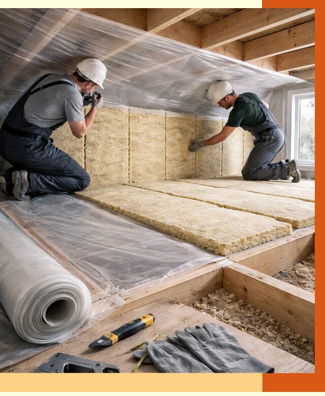 Утепление перекрытий в каменке от 2883 руб/м2 — утепление межэтажных и чердачных | ТепломастерКам