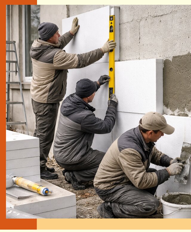 Утепление пенопластом наружных стен и фасадов в каменке